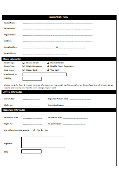 FREE 20+ Restaurant Reservation Forms in PDF | MS Word