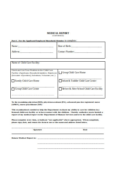 household medical report form