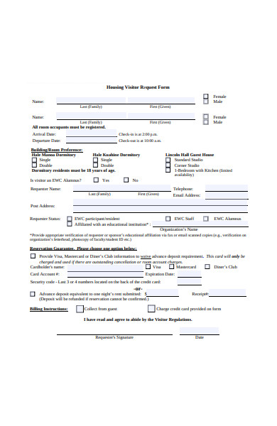 housing visitor request form
