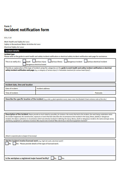 incident notification report form