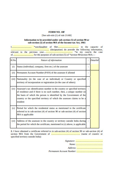 income tax information form