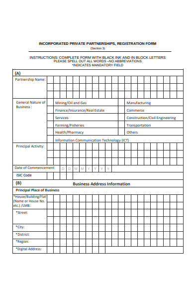 incorporated private partnership form