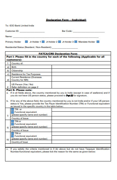 individual declaration form