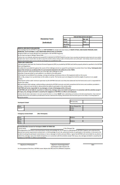 individual disclaimer form