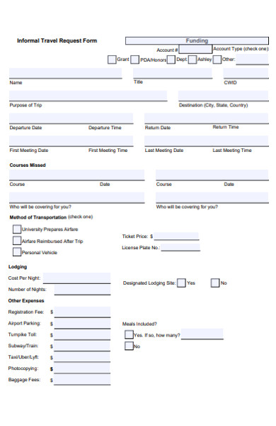 informal travel request form