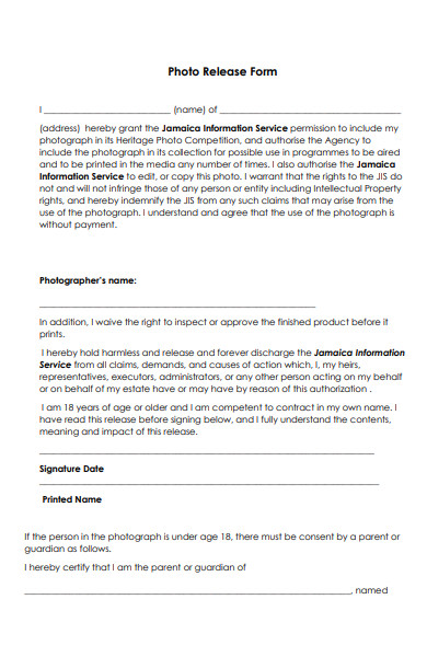 information service photo release form