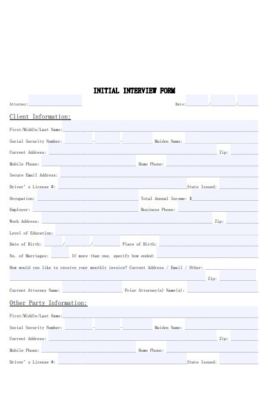 initial interview form