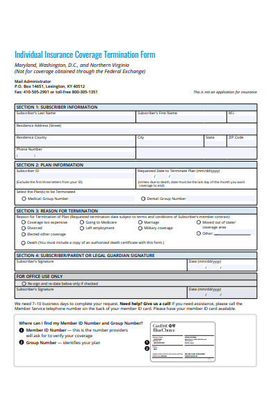 insurance coverage termination form