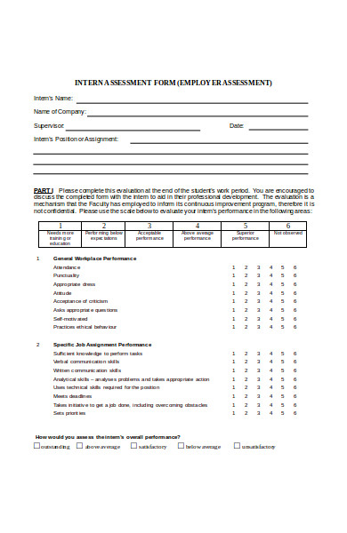 intern assessment form