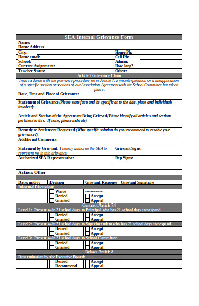 internal grievance form