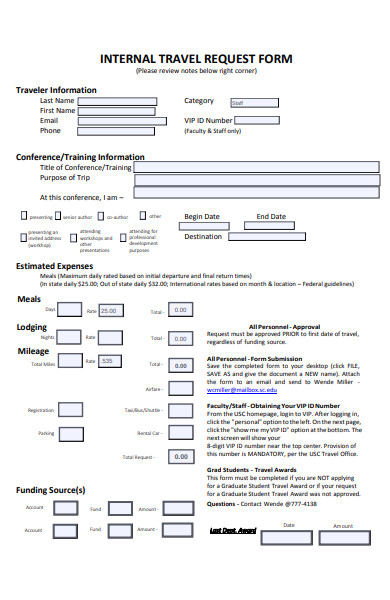 internal travel request form