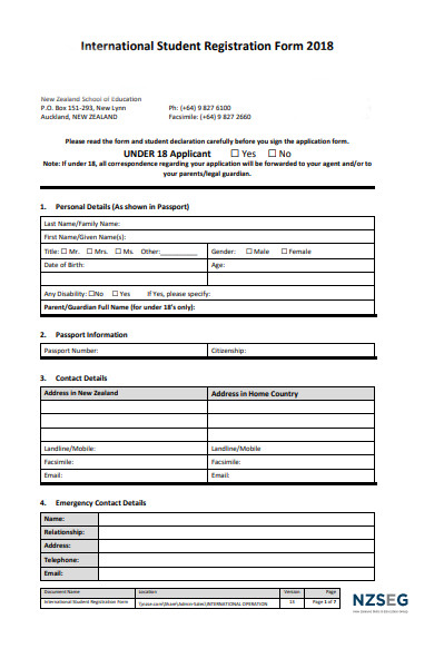 international student registration form