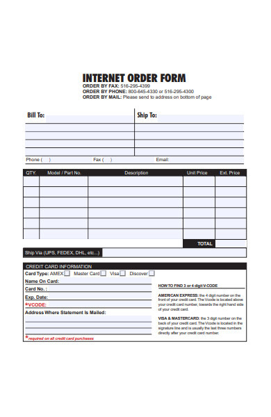 internet order form