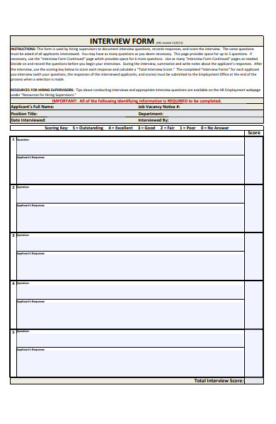 interview application form