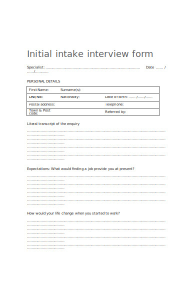 interview intake form