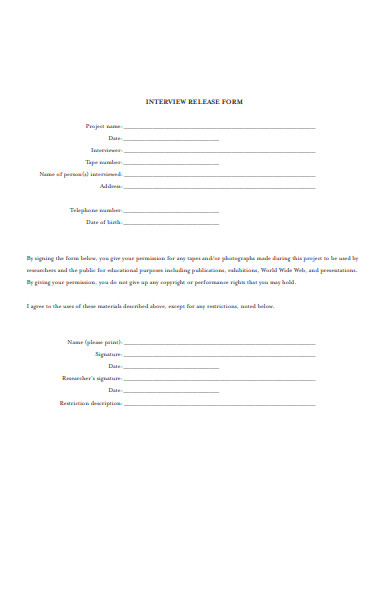 interview release form