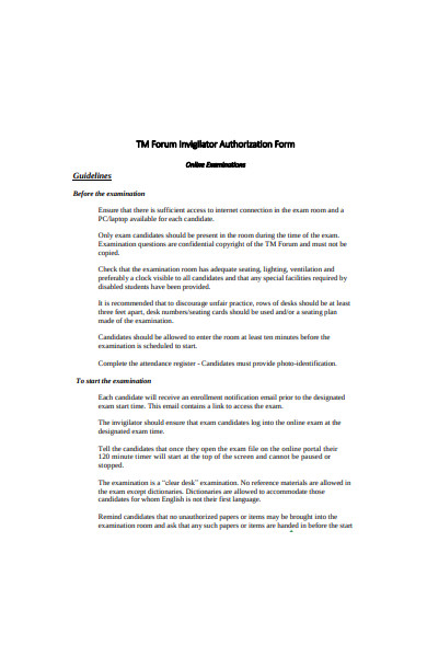 invigilator authorization form