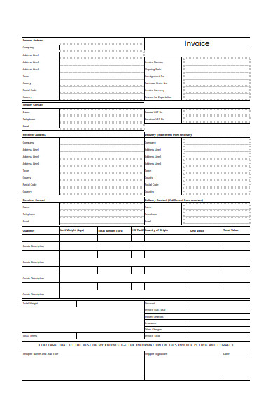 invoice form format