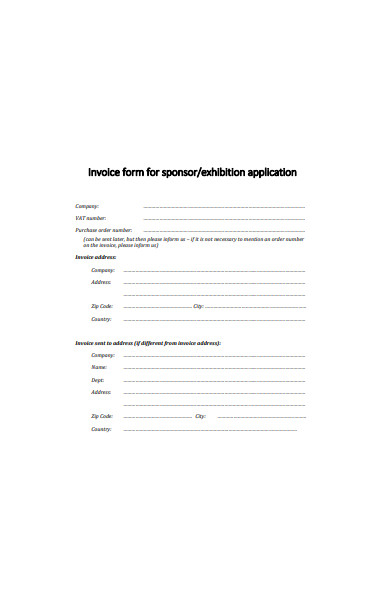 invoice form for sponsor application form