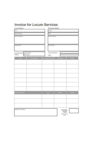 invoice for locum service form