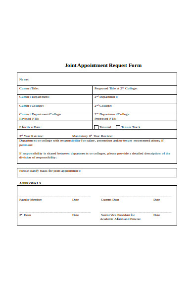 joint appointment request form