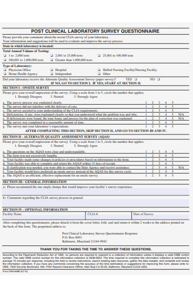 laboratory questionnaire form