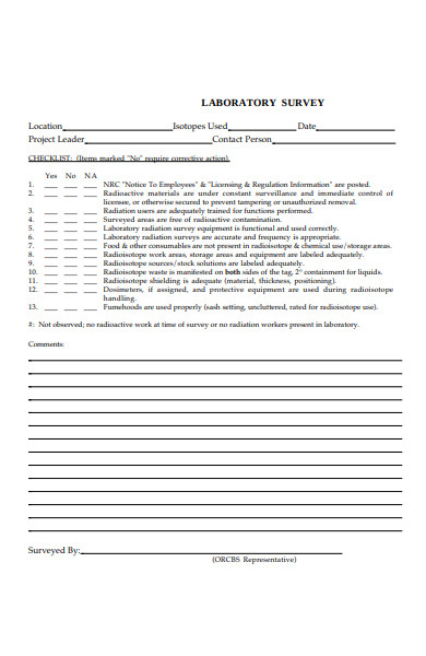laboratory survey form