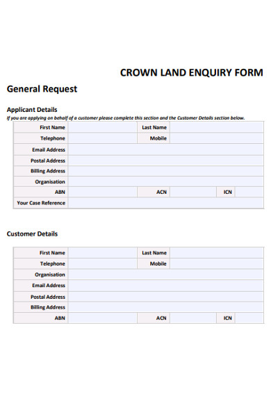 land enquiry form