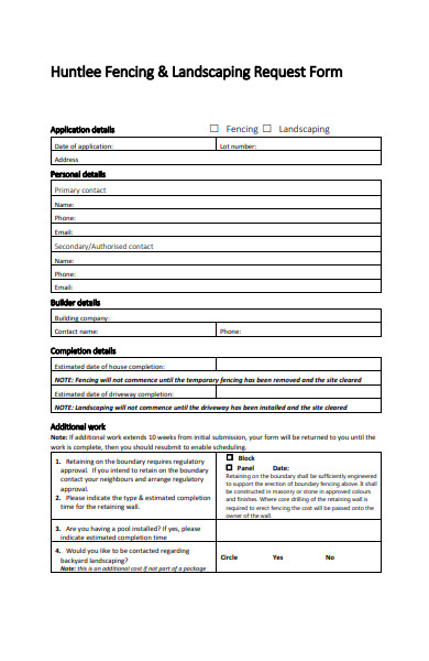 landscaping request form