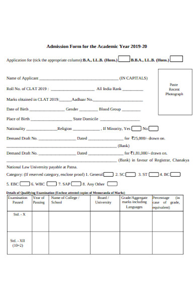 law admission form