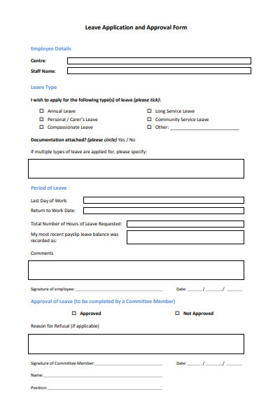 leave application approval form