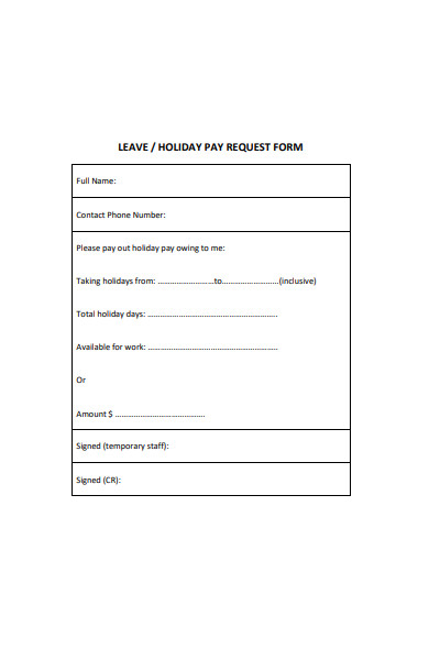 leave or holiday pay request form