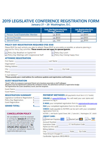 legislative conference registration form