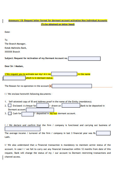 letter of account activation form