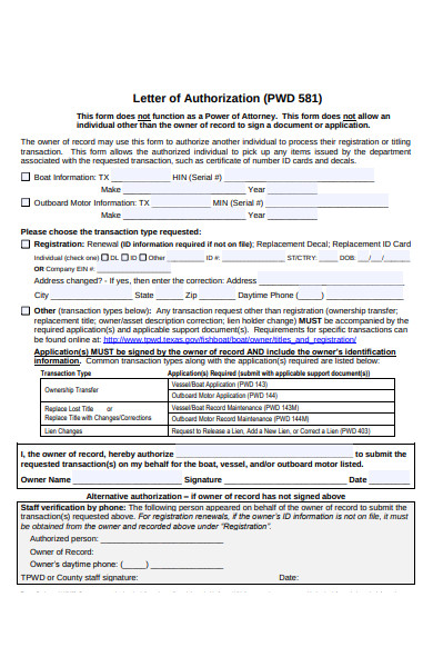 letter of authorization form