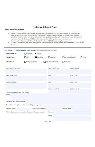 letter of interest form