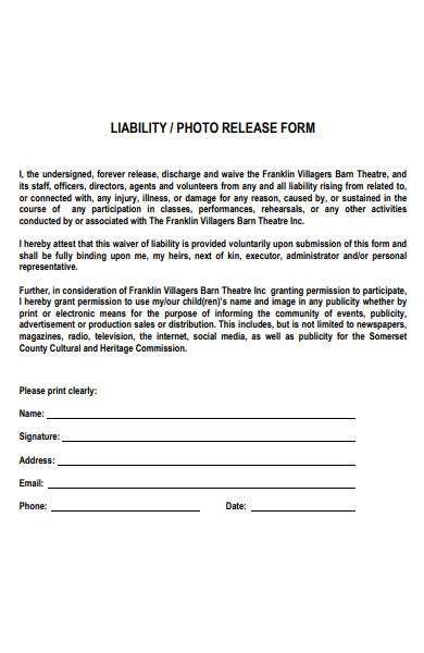 liability photo release form