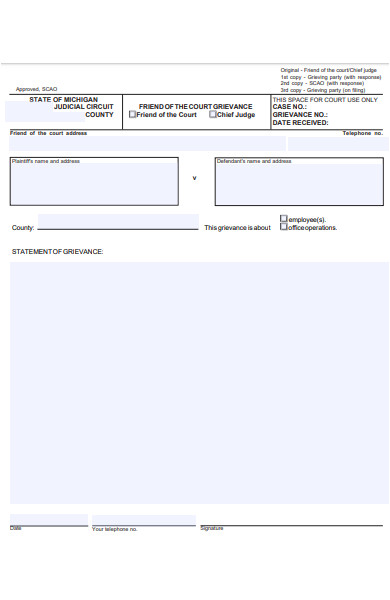 local grievance form sample