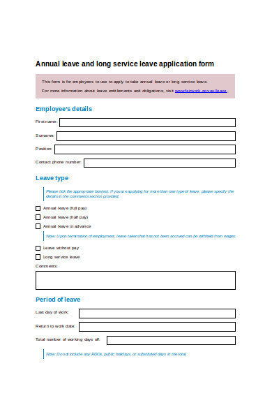 long service leave application form