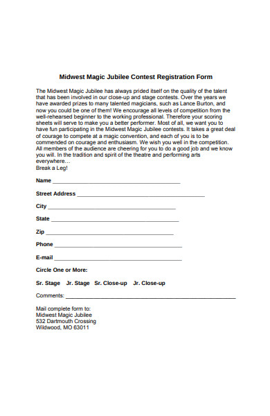 magic contest registration form