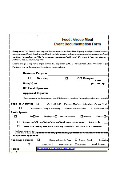 meal event form