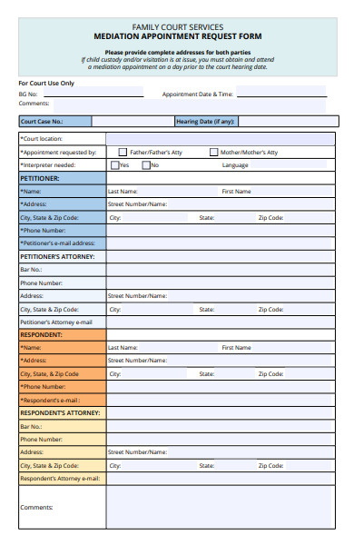mediation appointment request form