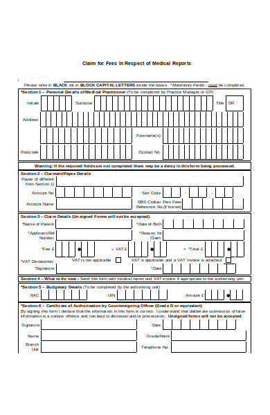 medical claim report form