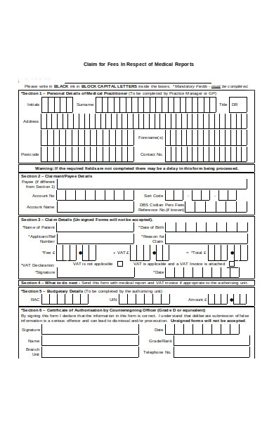 medical claim report form