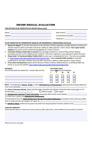 medical evaluation report form