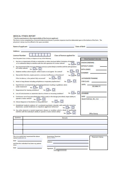 medical fitness report form in pdf