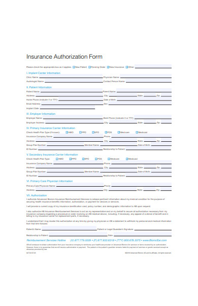 medical insurance authorization form