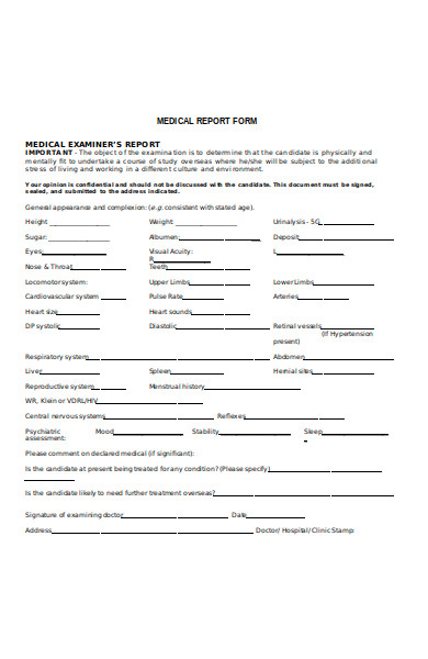 medical scholarship report form