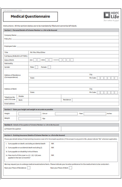 medical questionnaire form1