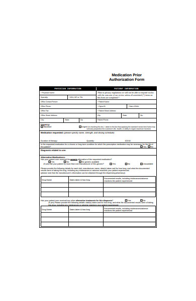 medication prior authorization form